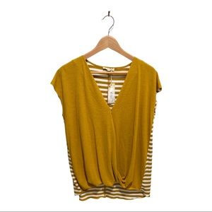 Mystree Mustard Surplice Top Large NWT